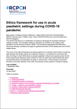 Ethics framework for use in acute paediatric settings during COVID-19 pandemic [Updated 1st September 2020]